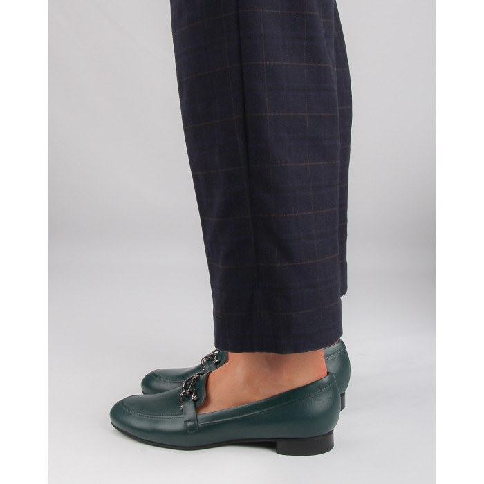 Green moccasins grain leather