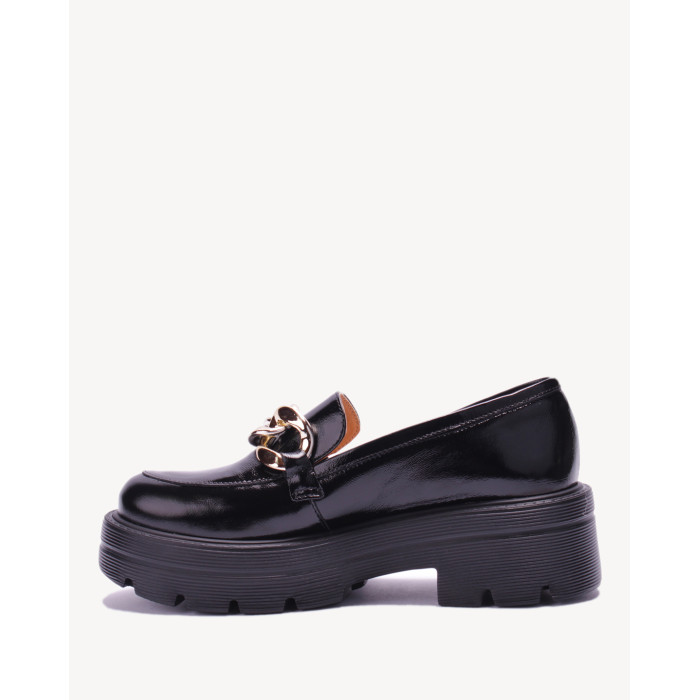 Czarne mokasyny na 2,5 cm platformie