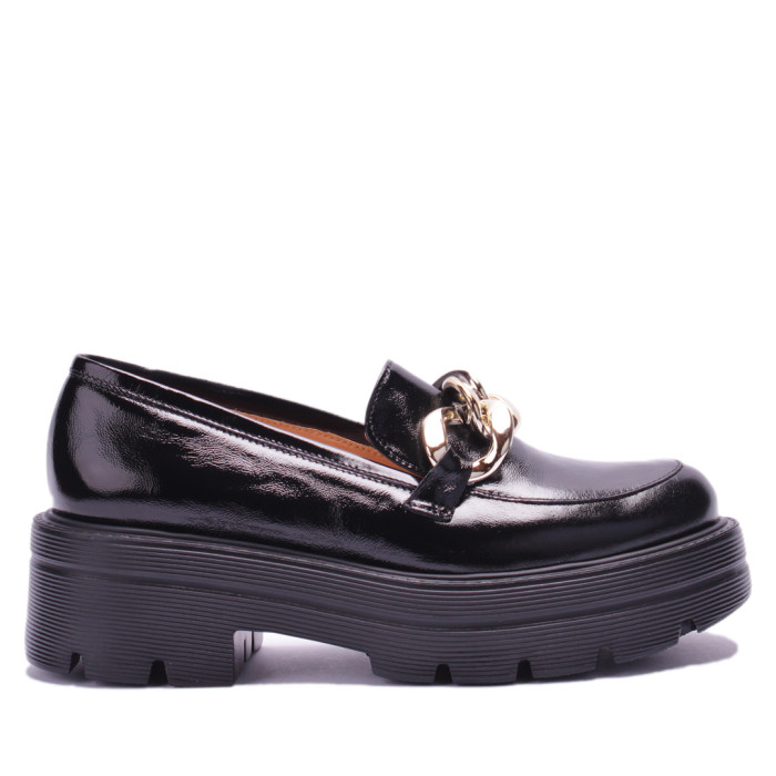 Czarne mokasyny na 2,5 cm platformie