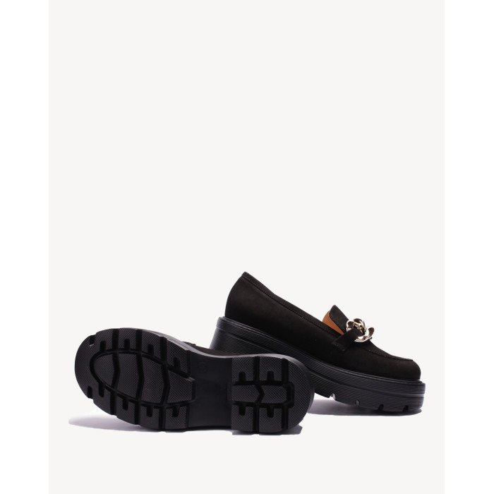 Czarne mokasyny ze skóry nubukowej na 2,5 cm platf