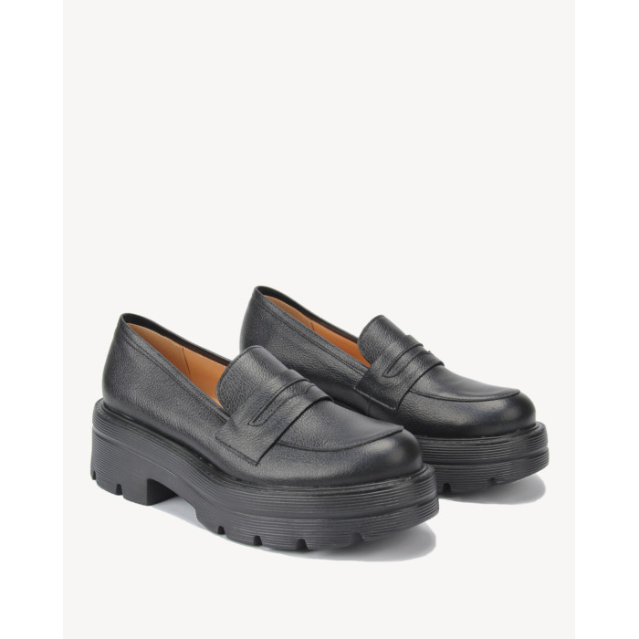 Czarne mokasyny na 5 cm platformie