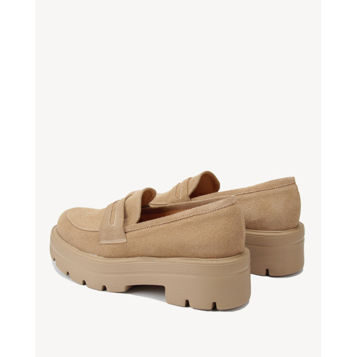 Beżowe mokasyny na 5 cm platformie
