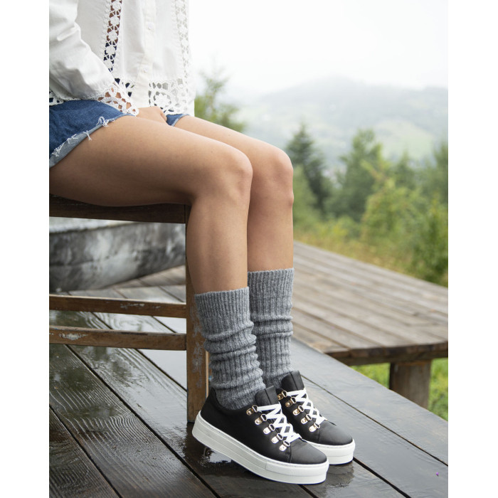 Black velour leather sneakers BOTIMO