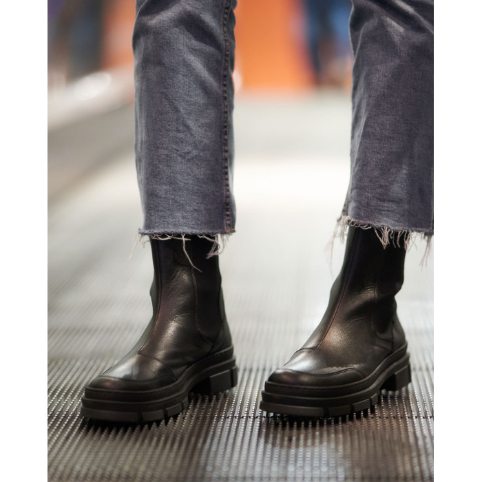 Black leather boots