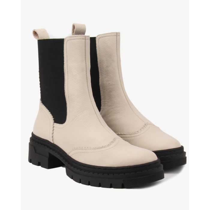 Beżowe sztyblety skóra licowa