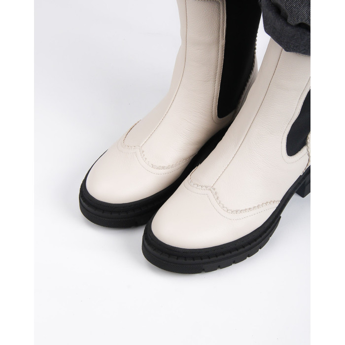 Beżowe sztyblety skóra licowa