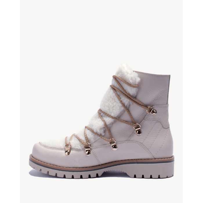 Beżowe śniegowce ocieplane skóra zamszowa