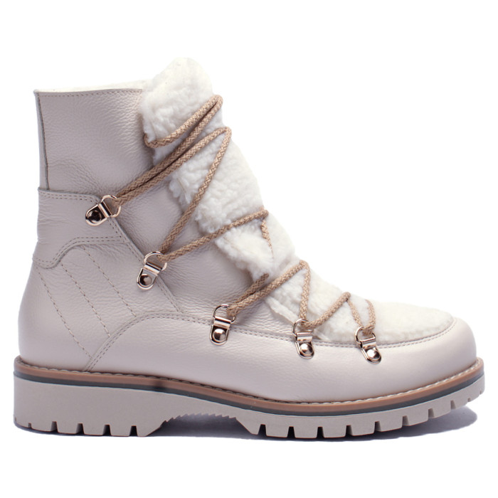 Beżowe śniegowce ocieplane skóra zamszowa