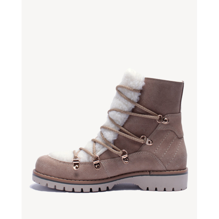 Brązowe śniegowce ocieplane skóra zamszowa