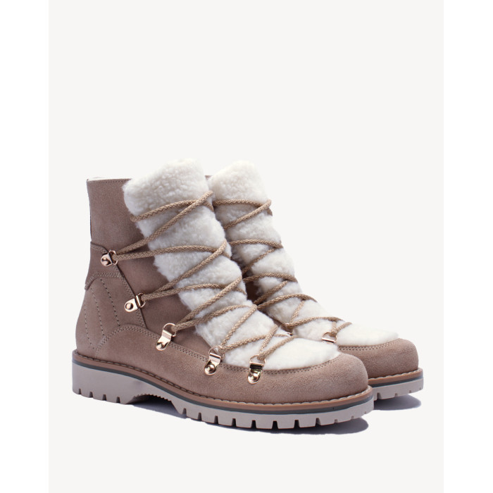 Brązowe śniegowce ocieplane skóra zamszowa