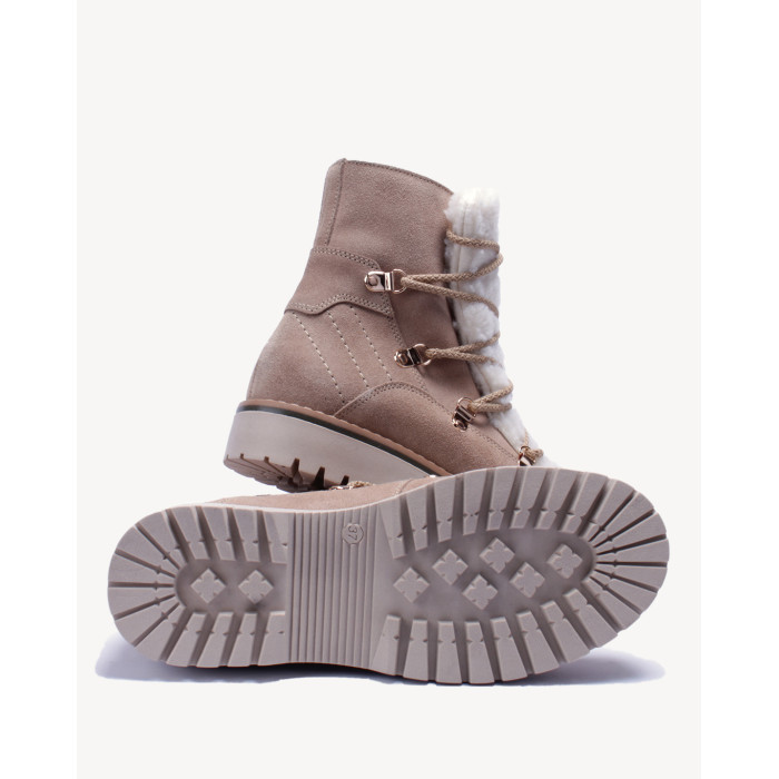 Brązowe śniegowce ocieplane skóra zamszowa