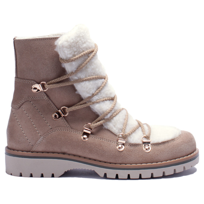 Brązowe śniegowce ocieplane skóra zamszowa