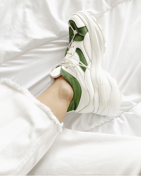 Zielone sneakersy ze skóry naturalnej BOTIMO