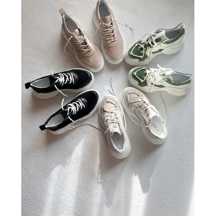 Zielone sneakersy ze skóry naturalnej BOTIMO