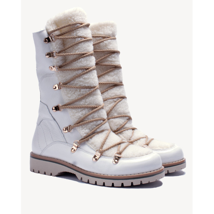 Białe śniegowce ocieplane skóra licowa