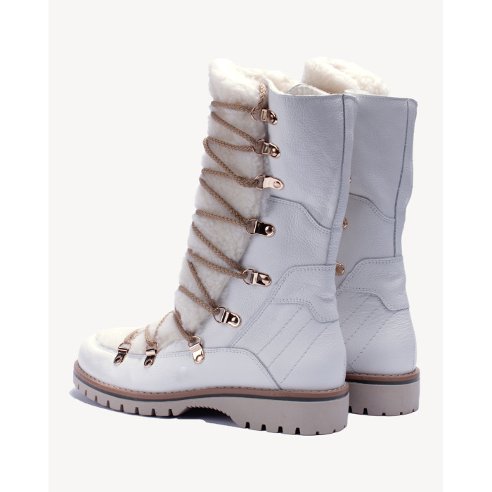 Białe śniegowce ocieplane skóra licowa