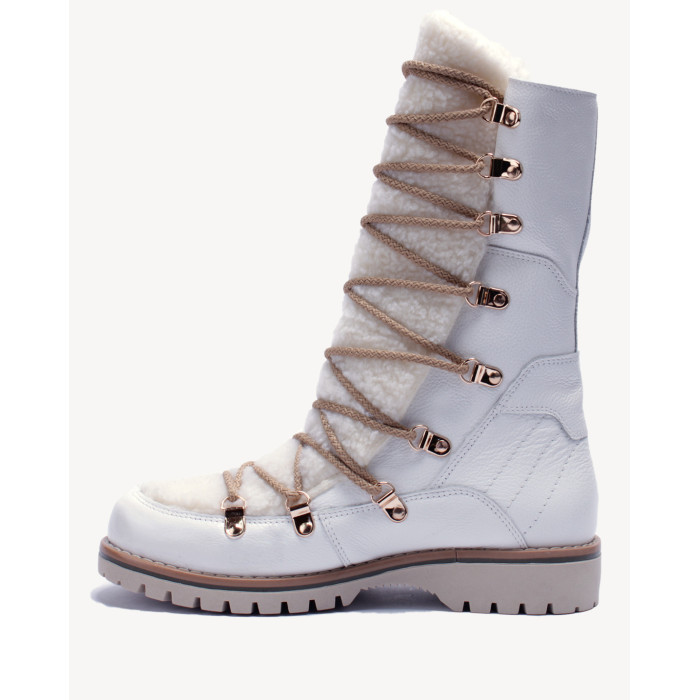 Białe śniegowce ocieplane skóra licowa