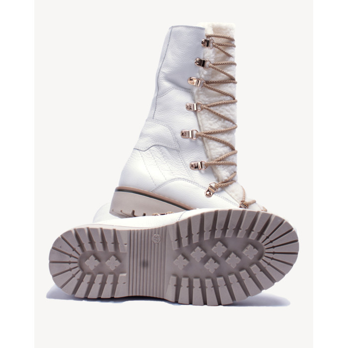 Białe śniegowce ocieplane skóra licowa