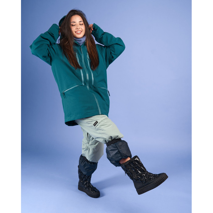 Czarne śniegowce ocieplane skóra łączona