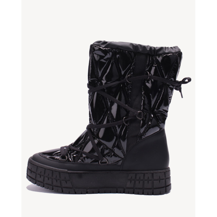 Czarne śniegowce ocieplane skóra łączona