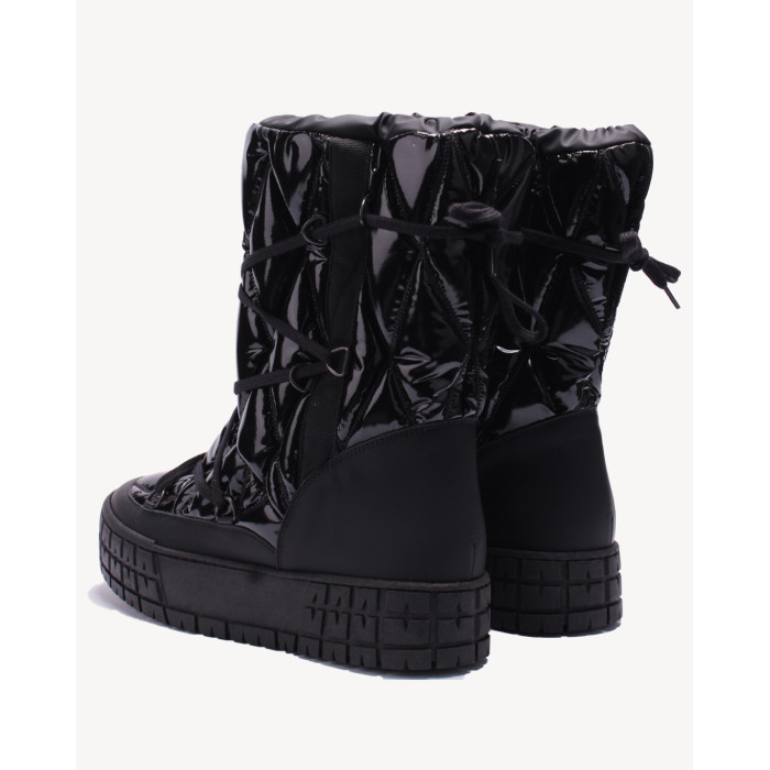 Czarne śniegowce ocieplane skóra łączona