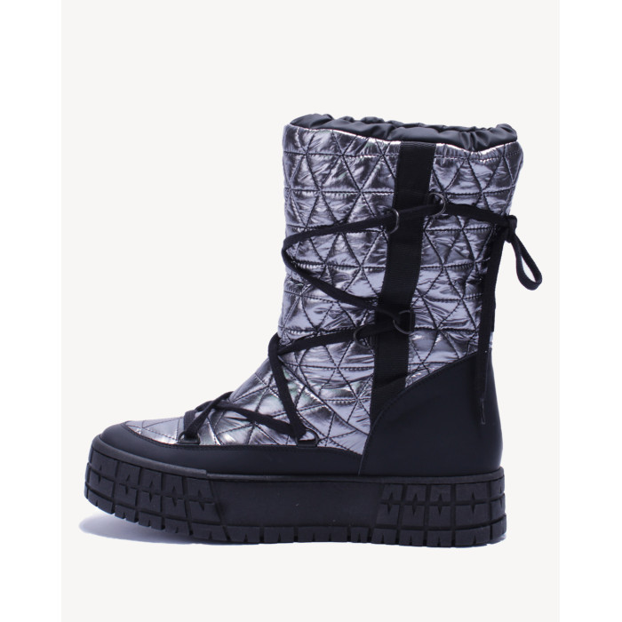 Srebrne śniegowce ocieplane skóra łączona