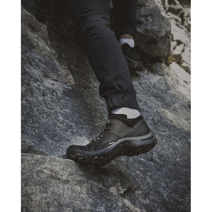 Black leather trekkers