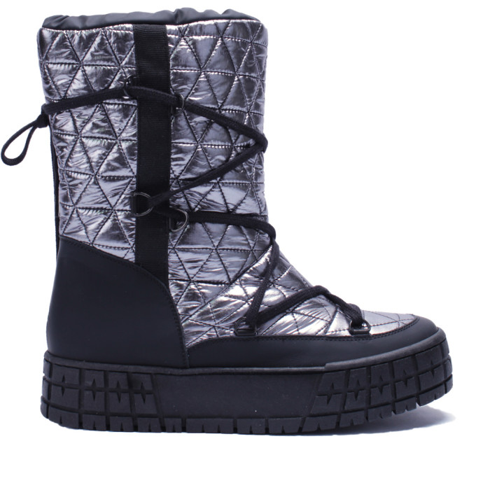 Srebrne śniegowce ocieplane skóra łączona