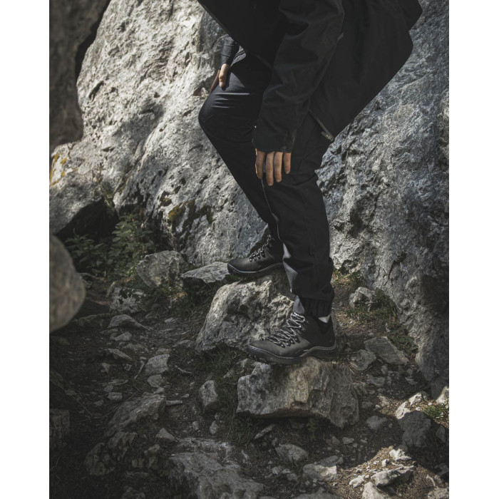 Black leather trekkers