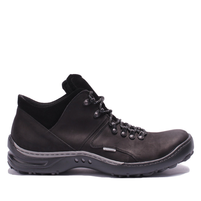 Black leather trekkers