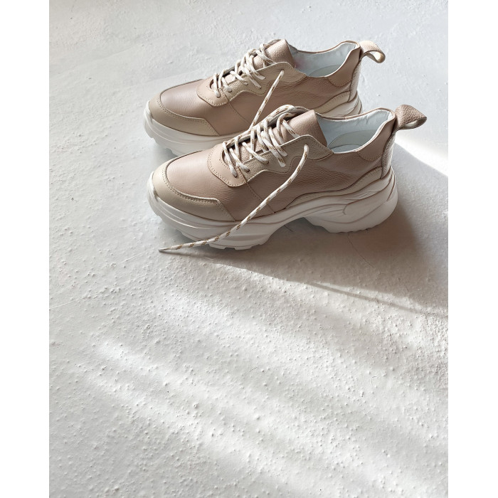 Sneakersy skórzane pudrowy róż BOTIMO