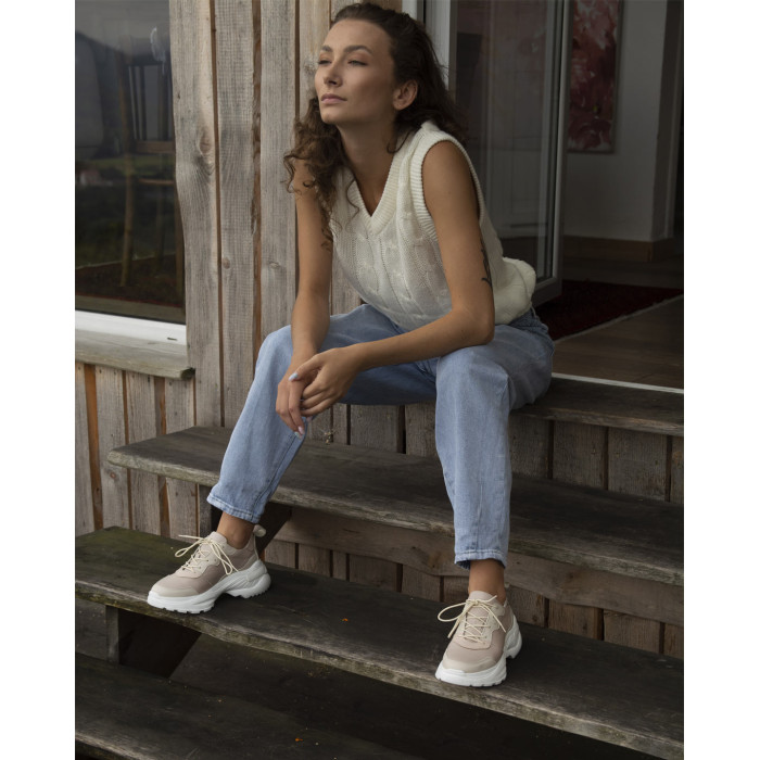 Sneakersy skórzane pudrowy róż BOTIMO