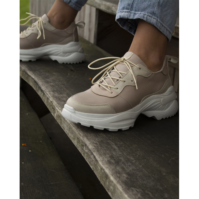 Sneakersy skórzane pudrowy róż BOTIMO