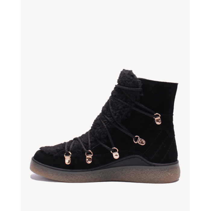 Czarne śniegowce ocieplane skóra zamszowa