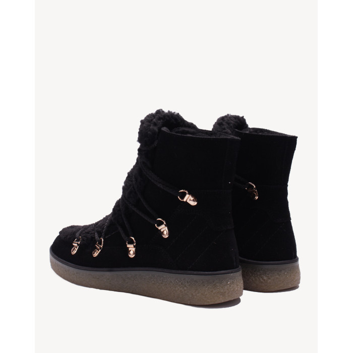 Czarne śniegowce ocieplane skóra zamszowa
