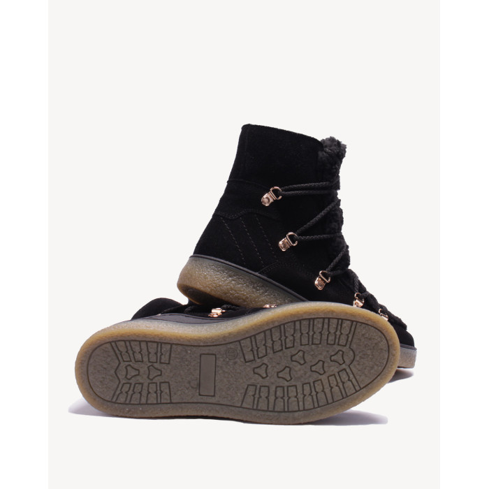 Czarne śniegowce ocieplane skóra zamszowa