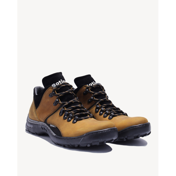 Yellow leather trekking boots