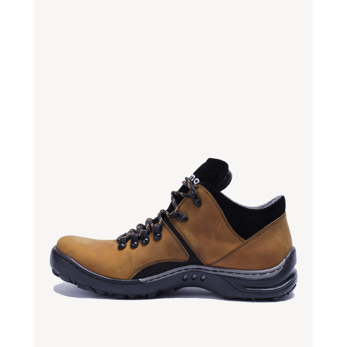 Yellow leather trekking boots