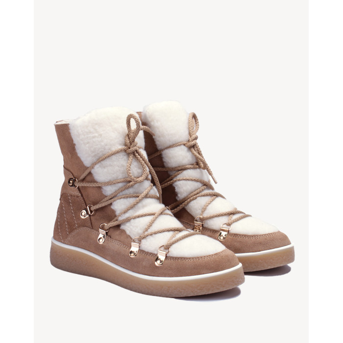 Brązowe śniegowce ocieplane skóra zamszowa