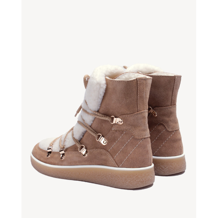 Brązowe śniegowce ocieplane skóra zamszowa