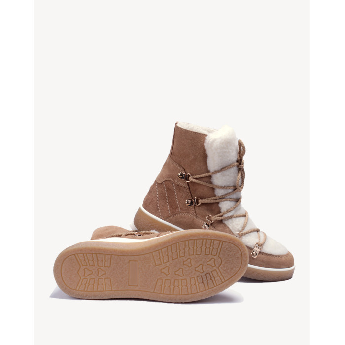 Brązowe śniegowce ocieplane skóra zamszowa