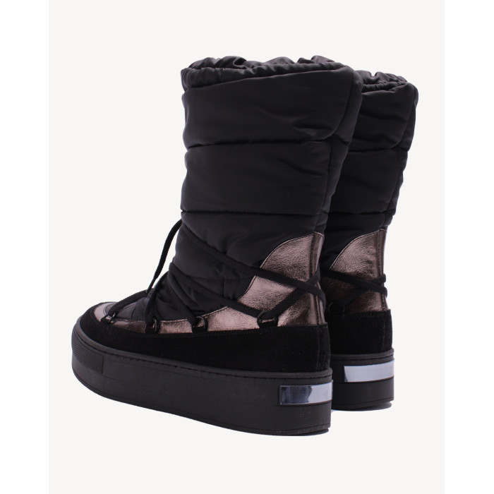 Czarne śniegowce ocieplane skóra łączona