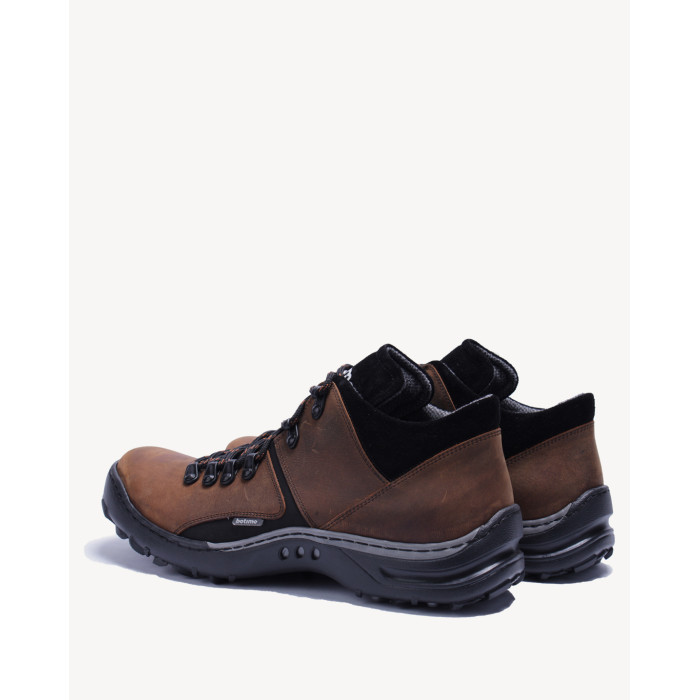 Brown leather trekking boots