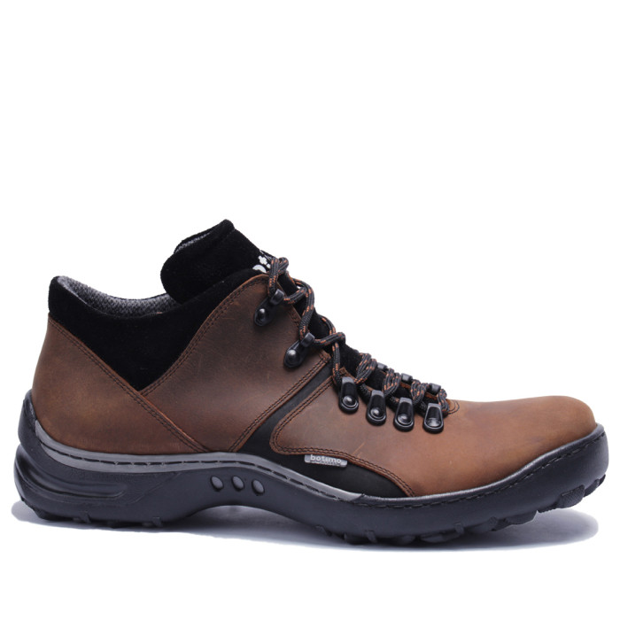 Brown leather trekking boots