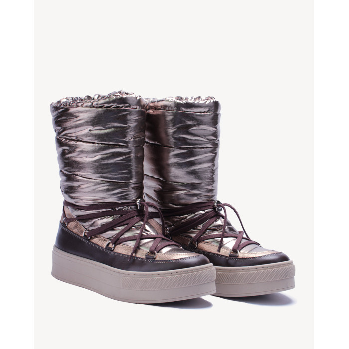 Złote śniegowce ocieplane skóra łączona