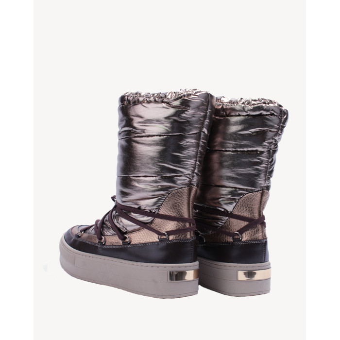 Złote śniegowce ocieplane skóra łączona