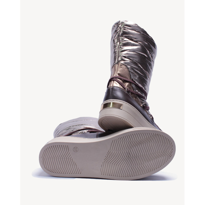 Złote śniegowce ocieplane skóra łączona