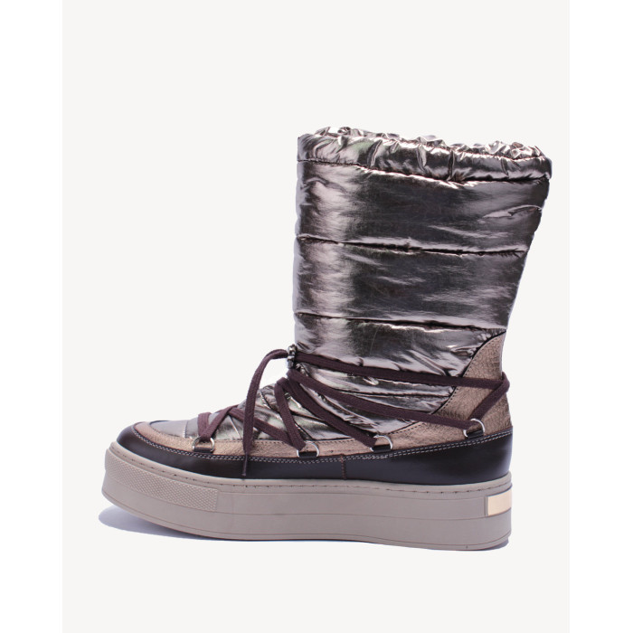 Złote śniegowce ocieplane skóra łączona