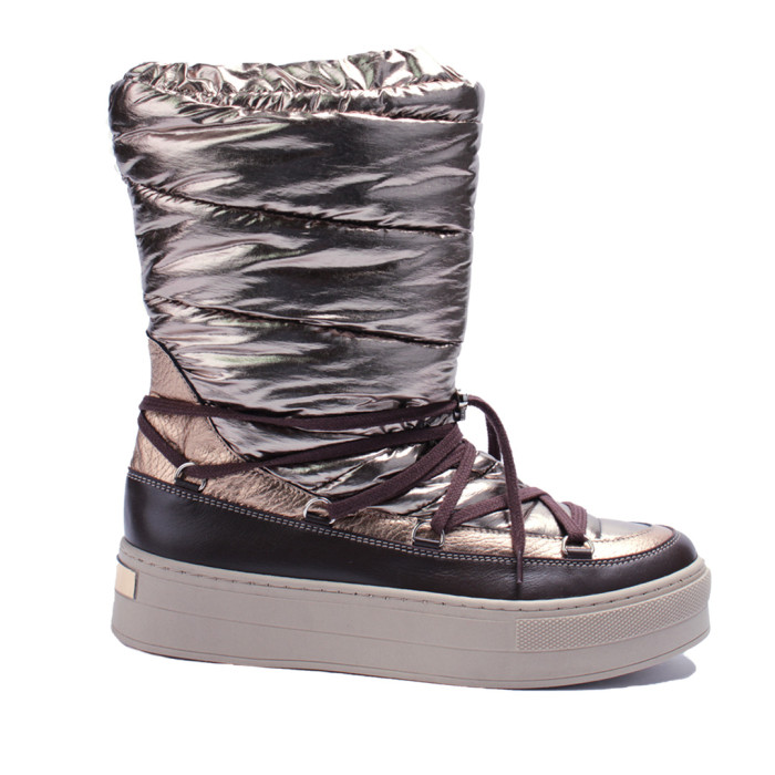 Złote śniegowce ocieplane skóra łączona