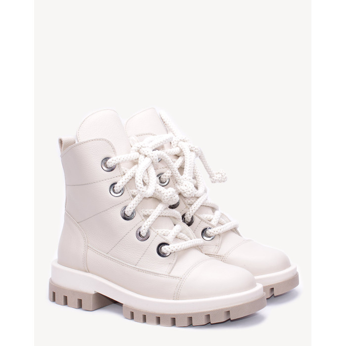 Jasno beżowe śniegowce ocieplane skóra licowa